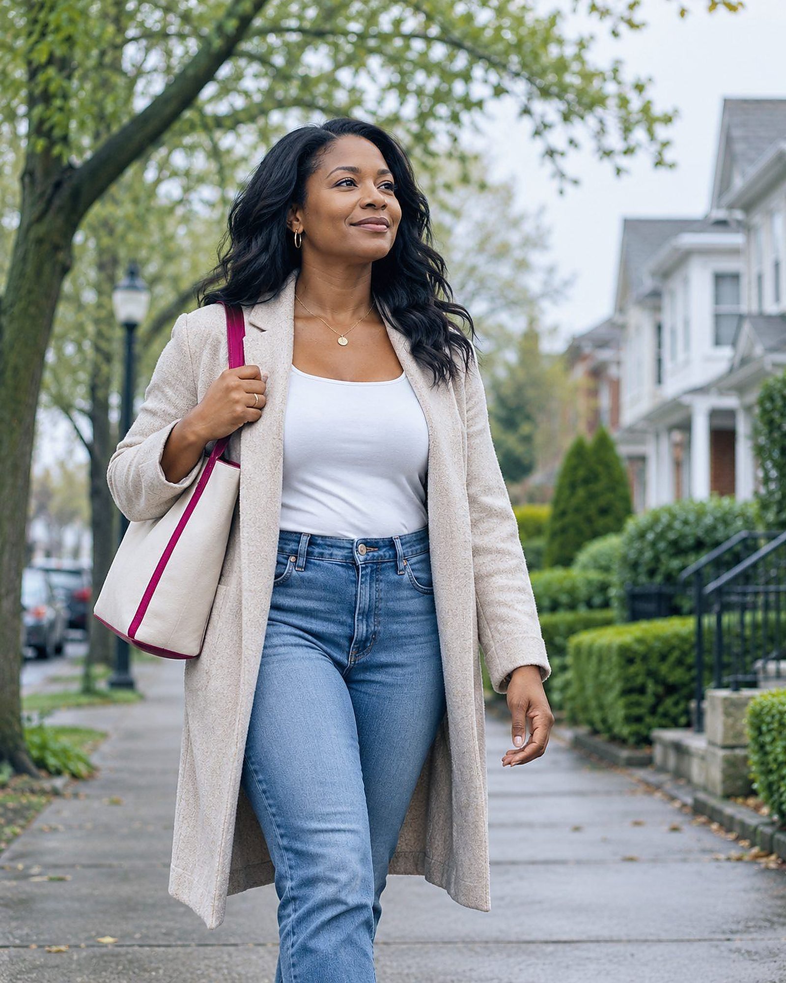 Patient walking confidently through her New Jersey neighborhood